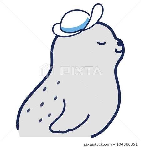 Illustration of a seal wearing a hat Illustration of a seal wearing a hat 104886351