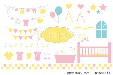 Cute baby item illustration set/baby/goods/childbirth 104886511