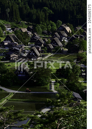 Spring Shirakawa-go with beautiful greenery Spring Shirakawa-go with beautiful greenery 104886575