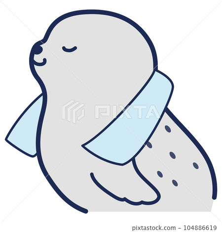 Illustration of a seal with a cool towel around its neck Illustration of a seal with a cool towel around its neck 104886619