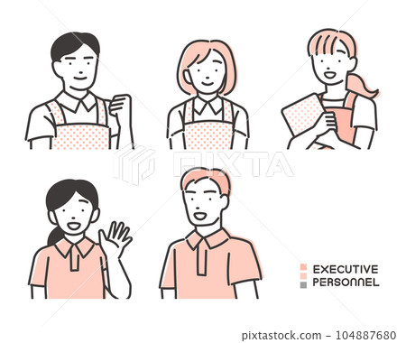 Vector illustration material of people working in day services and nursing homes / home helpers 104887680