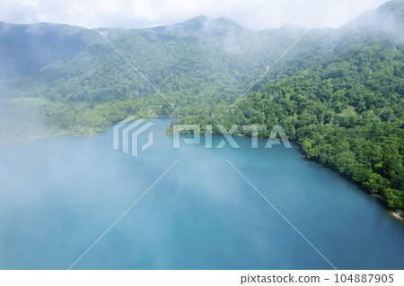 Aerial view of Lake Okotanpe in summer Aerial view of Lake Okotanpe in summer 104887905