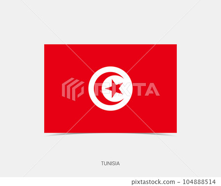 Tunisia Rectangle flag icon with shadow. Tunisia Rectangle flag icon with shadow. 104888514