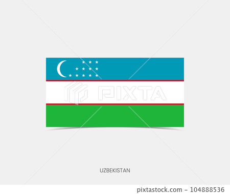 Uzbekistan Rectangle flag icon with shadow. 104888536