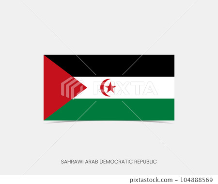 Sahrawi Rectangle flag icon with shadow. Sahrawi Rectangle flag icon with shadow. 104888569