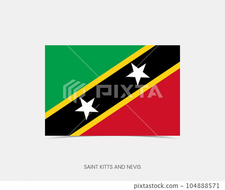Saint Kitts and Nevis Rectangle flag icon with shadow. Saint Kitts and Nevis Rectangle flag icon with shadow. 104888571