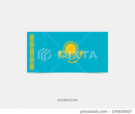 Kazakhstan Rectangle flag icon with shadow. 104888607