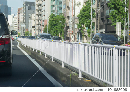 Median strip guardrail road 104888608