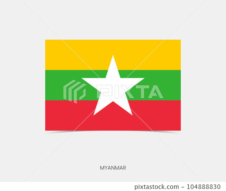 Myanmar Rectangle flag icon with shadow. Myanmar Rectangle flag icon with shadow. 104888830
