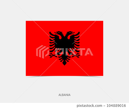 Albania Rectangle flag icon with shadow. 104889016