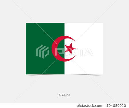 Algeria Rectangle flag icon with shadow. Algeria Rectangle flag icon with shadow. 104889020