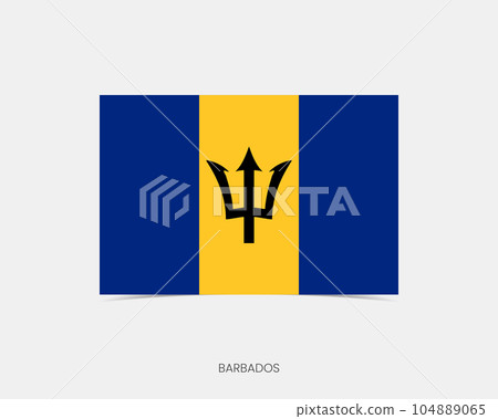 Barbados Rectangle flag icon with shadow. Barbados Rectangle flag icon with shadow. 104889065