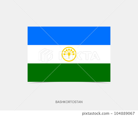 Bashkiria Rectangle flag icon with shadow. 104889067