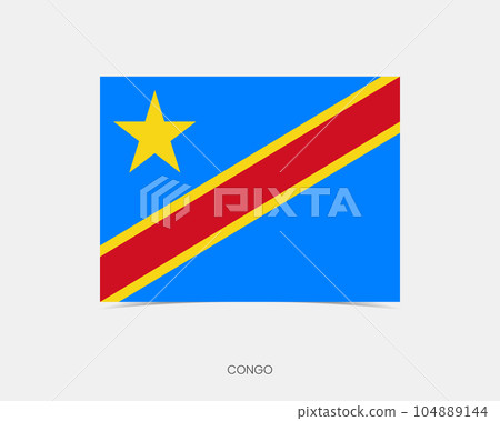 Democratic Republic of the Congo Rectangle flag icon with shadow. 104889144