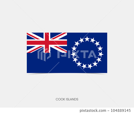 Cook Islands Rectangle flag icon with shadow. 104889145