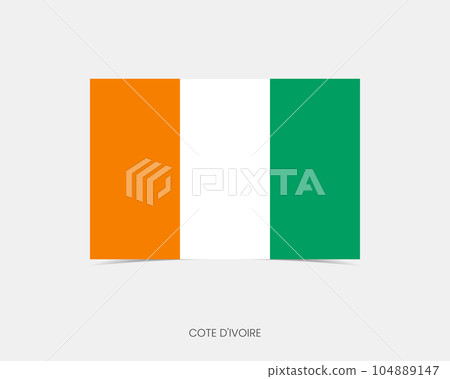 Cote dIvoire Rectangle flag icon with shadow. Cote dIvoire Rectangle flag icon with shadow. 104889147