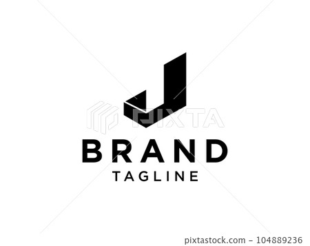 Abstract Initial Letter J Logo. Black Geometric Shapes Linked Letters isolated on White Background. Usable for Business and Branding Logos. Flat Vector Logo Design Template Element. 104889236