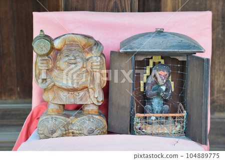 Kyoto Shin-Hiyoshi Jingu Shrine Daikoku-sama and the true monkey statue 104889775