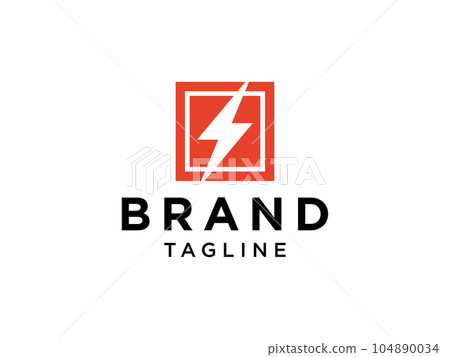 Line with Negative Space Flash Icon Thunder Bolt Electricity Logo. Flat Vector Logo Design Template Element 104890034