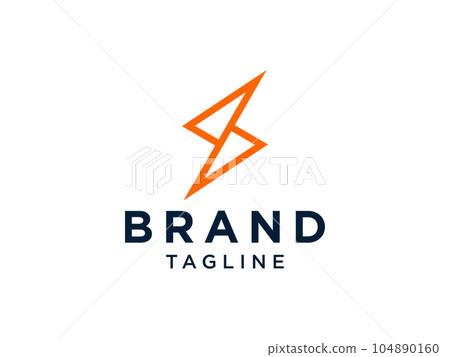 Flash Icon Initial Letter S Electricity Logo. Orange Geometric Shape Linear Style isolated on White Background. For Business and Technology Logos. Flat Vector Logo Design Template Element 104890160