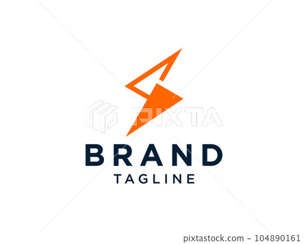 Flash Icon Initial Letter S Electricity Logo. Orange Geometric Shape Linear Style isolated on White Background. For Business and Technology Logos. Flat Vector Logo Design Template Element 104890161