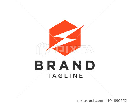 Flash Icon Thunder Bolt Square Letter S Electricity Logo. Flat Vector Logo Design Template Element 104890352