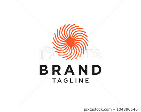 Abstract Sun Logo. Vintage Hand Drawn Sun Icon with Geometric Rays of Sunburst isolated on White Background. Usable for Nature and Branding Logos. Flat Vector Logo Design Template Element 104890546