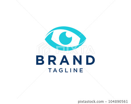 Abstract Eye Vision Logo. Blue Geometric Shape Infinity with Circle Eyeball inside isolated on White Background. Usable for Business and Technology Logos. Flat Vector Logo Design Template Element. 104890561