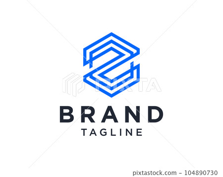 Abstract Initial Letter Z Logo. Blue Shape Combination with Negative Space Letter inside. Usable for Business and Technology Logos. Flat Vector Logo Design Template Element. 104890730