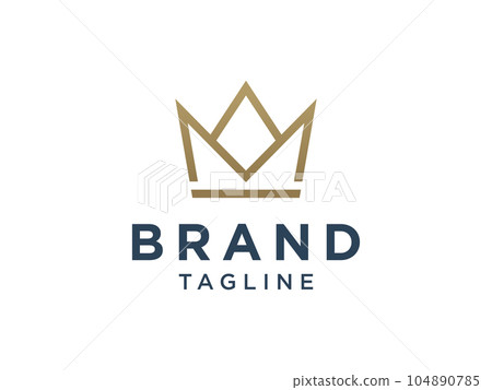 Royal Crown Logo. Gold Geometric Crown Line Icon isolated on White Background. Usable for Business and Branding Logos. Flat Vector Logo Design Template Element. 104890785