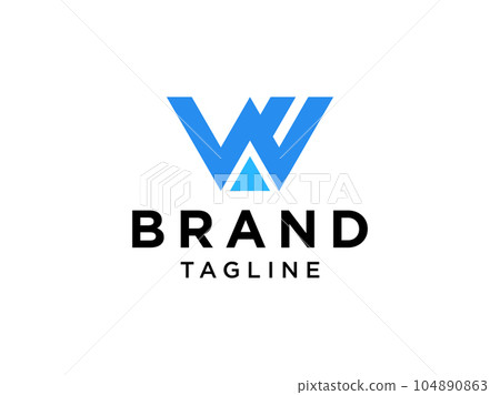 Blue Line Initial Letter W Logo. Flat Vector Logo Design Template Element. 104890863