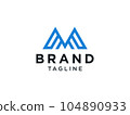 Abstract Initial Letter M Logo. Blue Geometric Shape Arrow isolated on White Background. Usable for Business and Branding Logos. Flat Vector Logo Design Template Element. 104890933