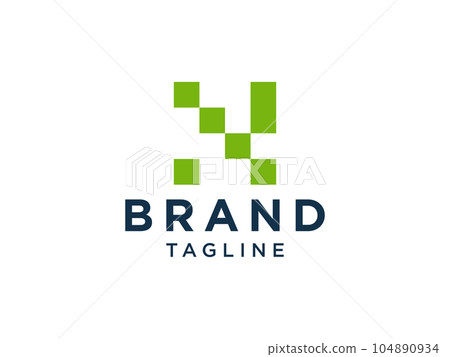 Abstract Initial Letter N Logo. Green Square Outline isolated on White Background. Flat Vector Logo Design Template Element 104890934