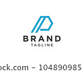 Abstract Initial Letter P Logo. Blue Shape with Line isolated on White Background. Usable for Business and Branding Logos. Flat Vector Logo Design Template Element. 104890985