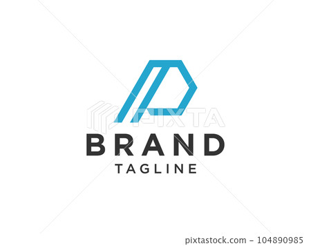 Abstract Initial Letter P Logo. Blue Shape with Line isolated on White Background. Usable for Business and Branding Logos. Flat Vector Logo Design Template Element. 104890985