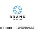 Abstract Initial Letter T Logo. Blue Geometric Shape Line Symbol Arrow Style isolated on White Background. Usable for Business and People Logos. Flat Vector Logo Design Template Element. 104890988