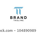 Abstract Initial Letter T Logo. Blue Geometric Shape Line Symbol Arrow Style isolated on White Background. Usable for Business and People Logos. Flat Vector Logo Design Template Element. 104890989