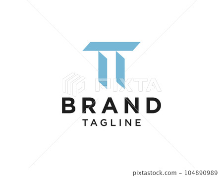 Abstract Initial Letter T Logo. Blue Geometric Shape Line Symbol Arrow Style isolated on White Background. Usable for Business and People Logos. Flat Vector Logo Design Template Element. 104890989