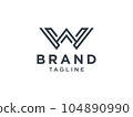 Abstract Initial Letter W Logo. Black Linear Symbol isolated on White Background. Usable for Business and Healthcare Logos. Flat Vector Logo Design Template Element. 104890990