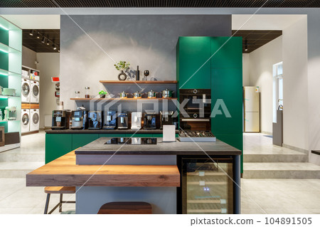 Interior of premium home appliance store in a mall Interior of premium home appliance store in a mall 104891505