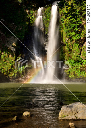 Fresh green Hattan Falls and rainbow Fresh green Hattan Falls and rainbow 104892132