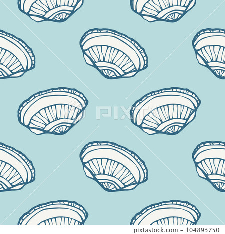 Hand drawn line seashells seamless pattern marine wallpapers background design Hand drawn line seashells seamless pattern marine wallpapers background design 104893750