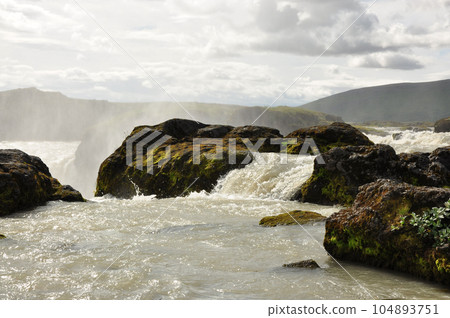 Breathtaking view of a beautiful Godafoss waterfall in Iceland Breathtaking view of a beautiful Godafoss waterfall in Iceland 104893751