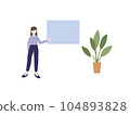 A woman explaining a whiteboard and a houseplant 104893828