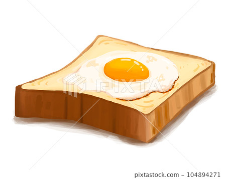 Fried egg, white bread, bread, breakfast, breakfast, freshly baked, 5 slices, fluffy, shaded, bakery Fried egg, white bread, bread, breakfast, breakfast, freshly baked, 5 slices, fluffy, shaded, bakery 104894271