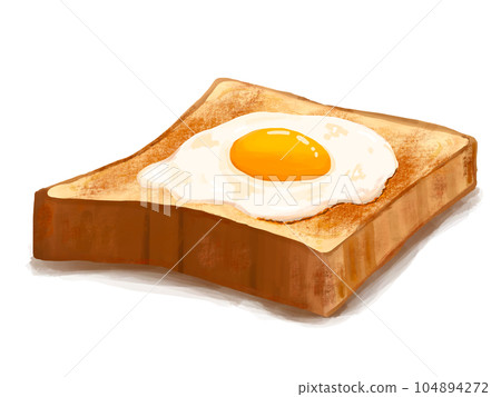 吐司，煎雞蛋，白麵包，麵包，早餐，早餐，新鮮出爐，5片，棕色，陰影 104894272