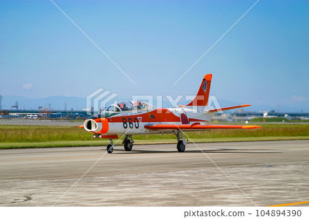 Air Self-Defense Force training aircraft T-1B landing Air Self-Defense Force training aircraft T-1B landing 104894390