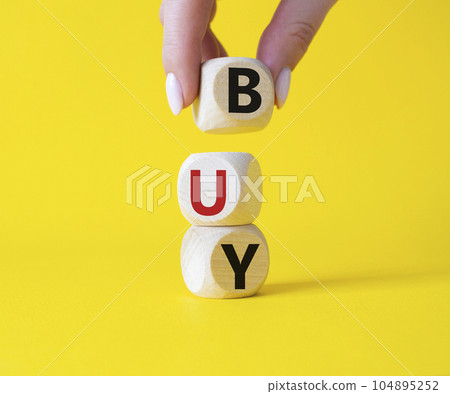 BPM - Business Process Management symbol. Wooden cubes with words BPM. Businessman hand. Beautiful yellow background. Business and BPM concept. Copy space. 104895252