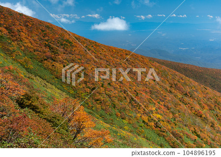 Mt. Kurikoma with autumn leaves Mt. Kurikoma with autumn leaves 104896195