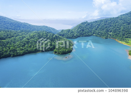 Aerial view of Lake Okotanpe in summer Aerial view of Lake Okotanpe in summer 104896398
